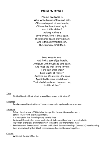 Christina Rossetti Edexcel A Level Poem Annotations