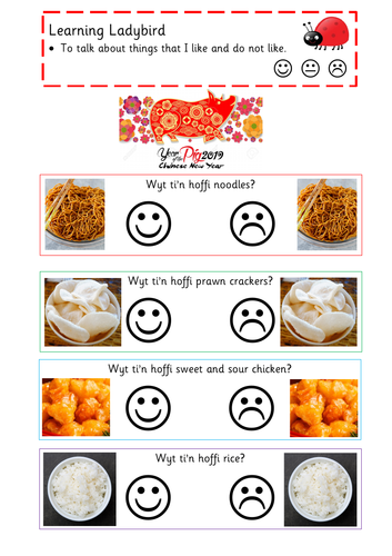 Chinese New Year Food Tasting Welsh 2nd Language Recording Sheet For Reception Teaching Resources