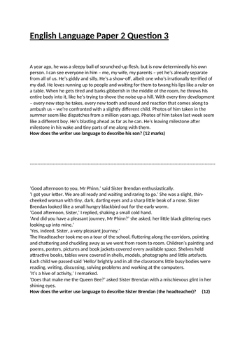 AQA Paper 2 Question 3 lessons