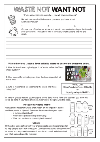 Sustainability Worksheet With 4 Activities Teaching Resources