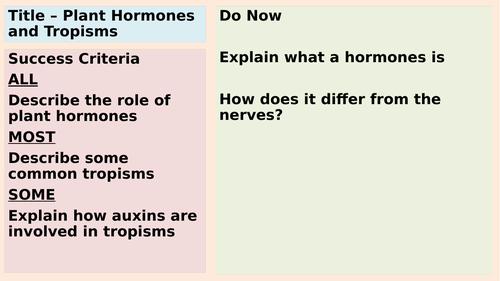 AQA GCSE Plant Tropisms and Auxins