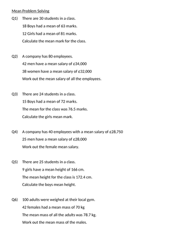 Mean Problem Solving