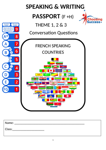 French THEME 1-2-3 Speaking & Writing Questions Booklet