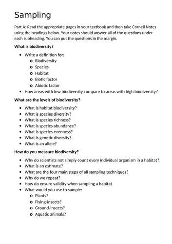 OCR A - Studying Biodiversity & Sampling