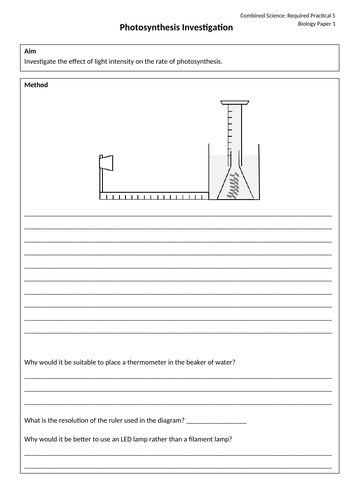 Photosynthesis Required Practical AQA GCSE Science