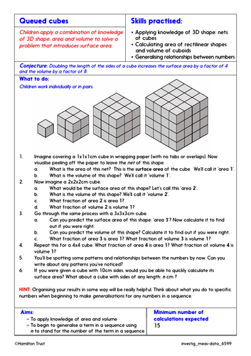 Calculate volumes of cubes/cuboids - Problem-Solving Investigation - Year 6
