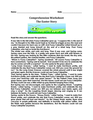 Comprehension Worksheet- 'The Easter Story' with Answer Key