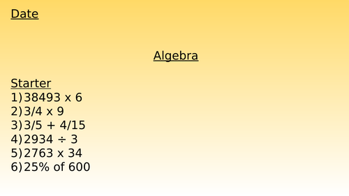Algebra - One step functions (Year 6 WRM)