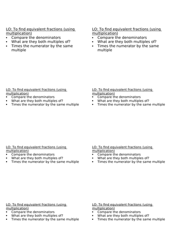 Year 4 - Finding equivalent fractions