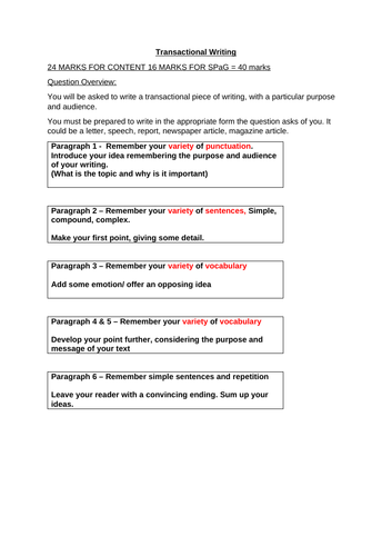 English GCSE transactional writing