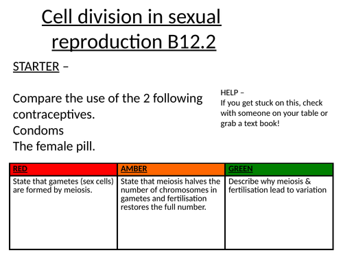 Cell division in sexual reproduction (Meiosis)