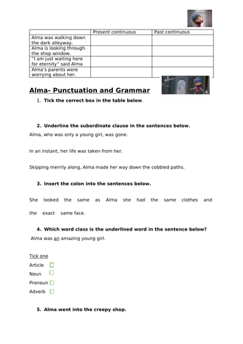 spag gps grammar and punctuation worksheet year 6 linked to alma literacy shed teaching resources