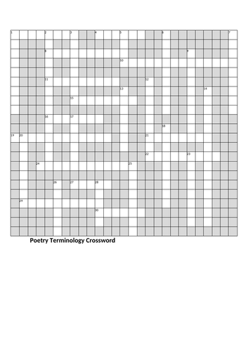 Poetry Terminology Crossword