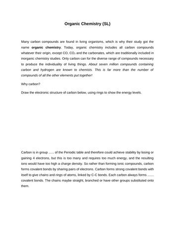 REVISION Introduction to Organic Chemistry E learning notes