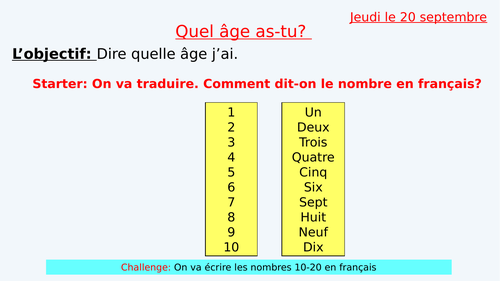 French Numbers 1-100