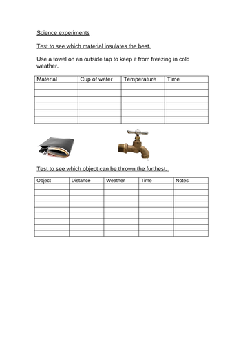 2 Science experiment ideas