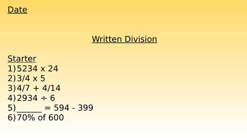 Written Division Lesson Presentation