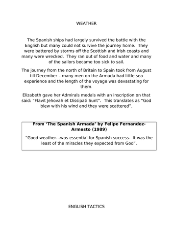 AQA 8145 - Elizabeth: Why did the Spanish Armada fail? (L4 historic environment)