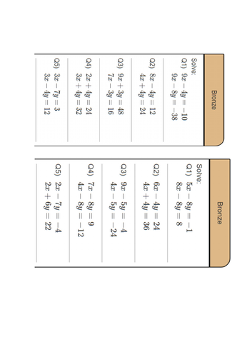 Simultaneous Equations Worksheets Levelled