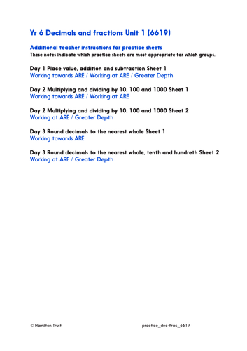 Place value in 3-place decimals - Practice Worksheets & Answers - Year 6