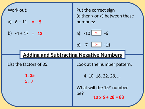 Adding and Subtracting Negatives Lesson