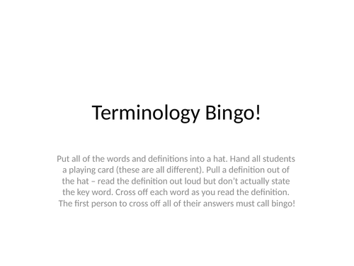 Drama Terminology Bingo!