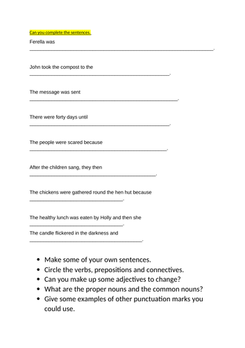 2 Activity sheets for sentence and grammar