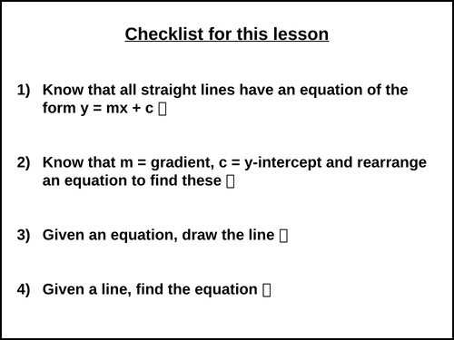 Equation of a straight line revision