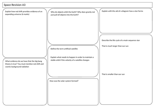 GCSE Physics Space Revision A3