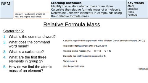 Relative Formula Mass Revision (AQA New Specification 9-1)