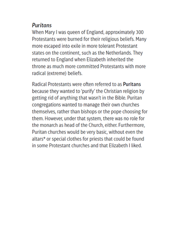 Edexcel 9-1 - Elizabeth - Religious settlement