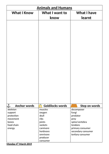 Food chains - LKS2 Unit of work