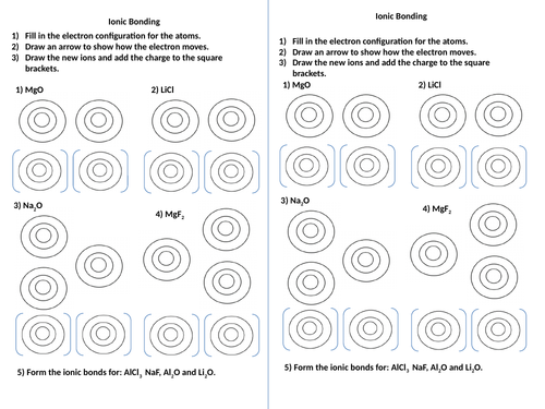 GCSE Chemistry Ionic Bonding Worksheet | Teaching Resources