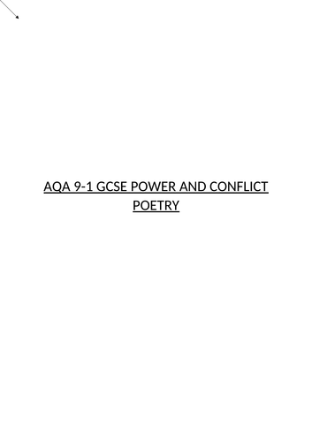 AQA GCSE ENGLISH LITERATURE: POWER AND CONFLICT POETRY
