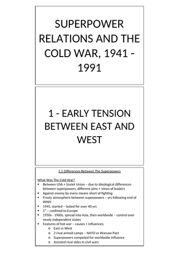 EDEXCEL GCSE HISTORY: SUPERPOWERS AND COLD WAR