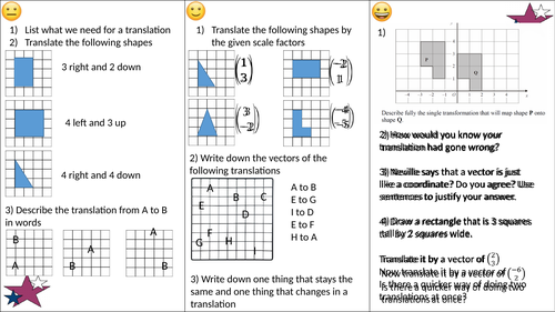 Translations differentiated worksheet