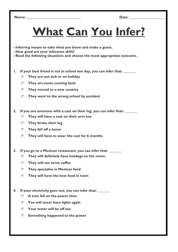 Inference - activity booklet | Teaching Resources