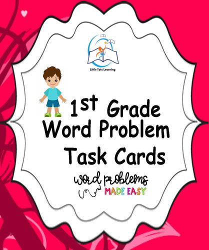 1st Grade Word Problem Task Cards | Story Problems (A Yearlong BUNDLE)