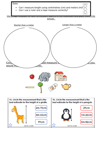 Measurement. Length using CM and M - year 2. Measuring, drawing and ordering.