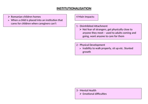 Institutionalisation (attachment revision) - AQA Psychology A Level