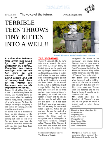 Newspaper article transactional writing