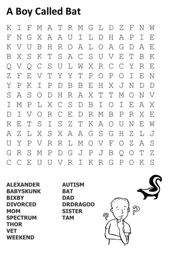 A Boy Called Bat Word Search