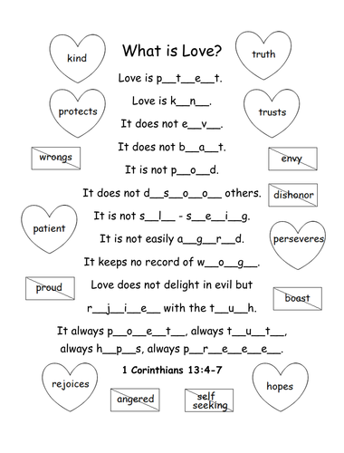 1 Corinthians 13 4 7 Printable Teaching Resources