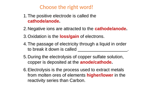 Electrolysis of copper sulfate solution plenary
