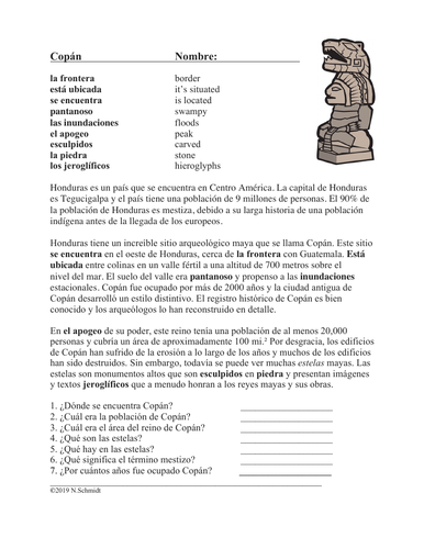 Copán Lectura y Cultura: Spanish Reading on Ancient Honduran Mayan Ruins