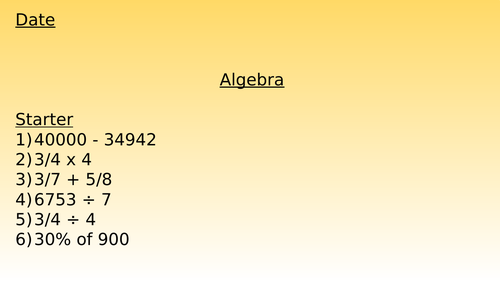 Algebra - Variables (Year 6 WRM)