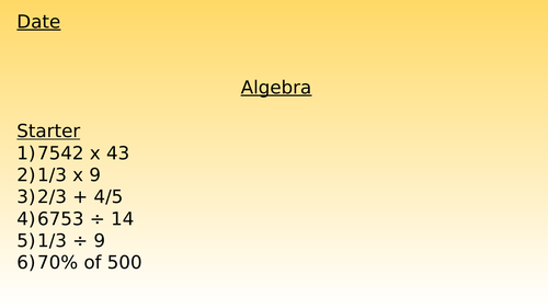 Year 6 Algebra Lessons/ Resources