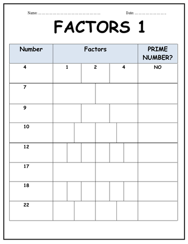 FACTORS - POWERPOINT & WORKSHEETS