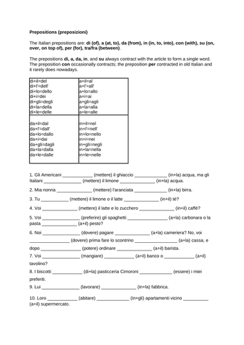 Italian prepositions