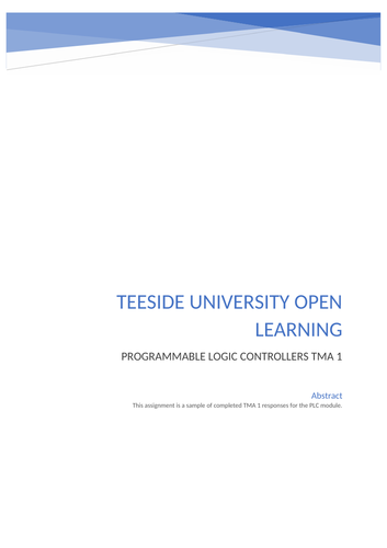 Teeside University Open Learning PLCs completed TMA 1 on logic gates